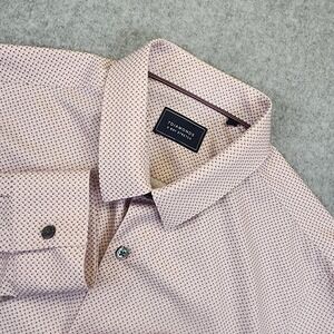 7 Diamonds 7D Long Sleeve 4 Way Stretch Button Shirt‎ Mens Small Geometric Pink